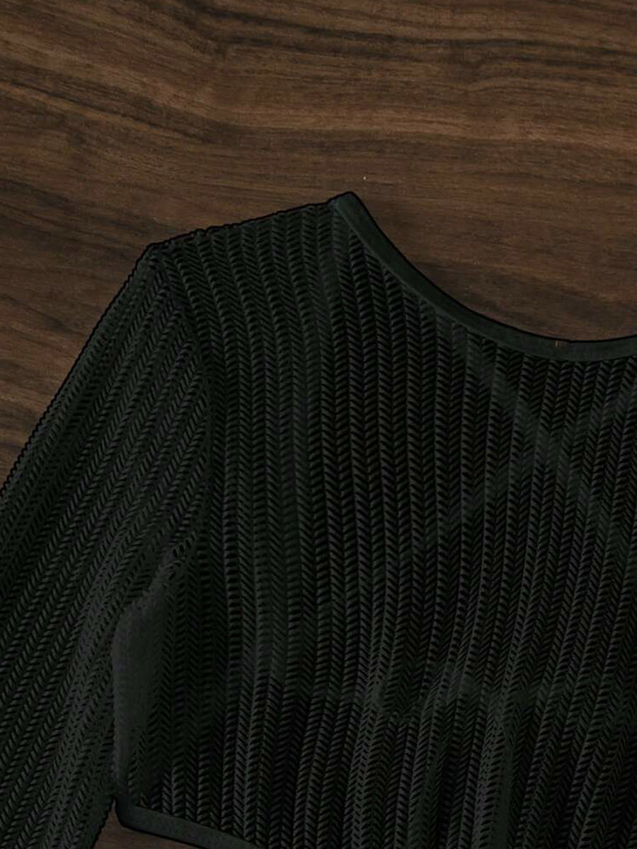 Mesh Sheer Long Sleeve Cover-Up Micro Bikini Female Swimsuit Women Swimwear Three-pieces Bikini Set Bathing Suit Swim Beach Wear