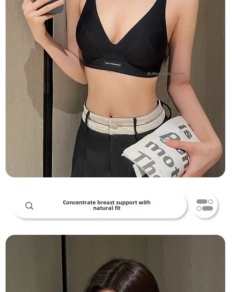 MOYISU Japanese Milk-Skin Bralette - Wireless Summer Bras for Small Chest Traceless Lift Soft Jelly Support Back Tuck Technology