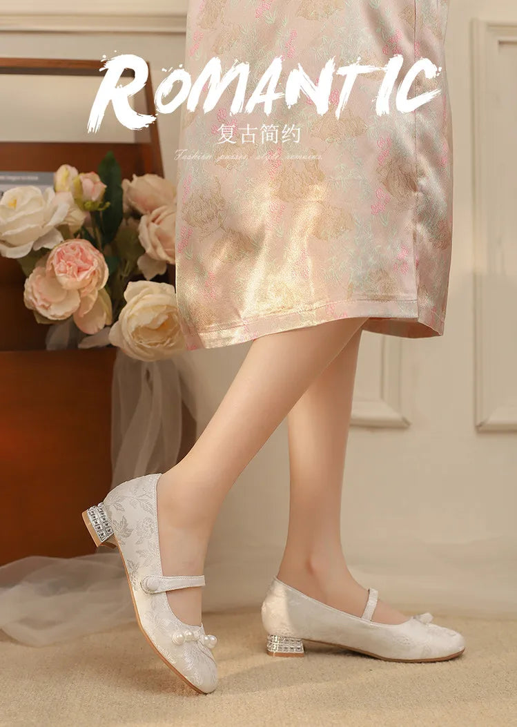 New Chinese Style Mary Jane Women's Shoes Hot Sale Of The Season Spring Summer Fairy Tale Cheongsam Shoes Beautiful Thick Heel