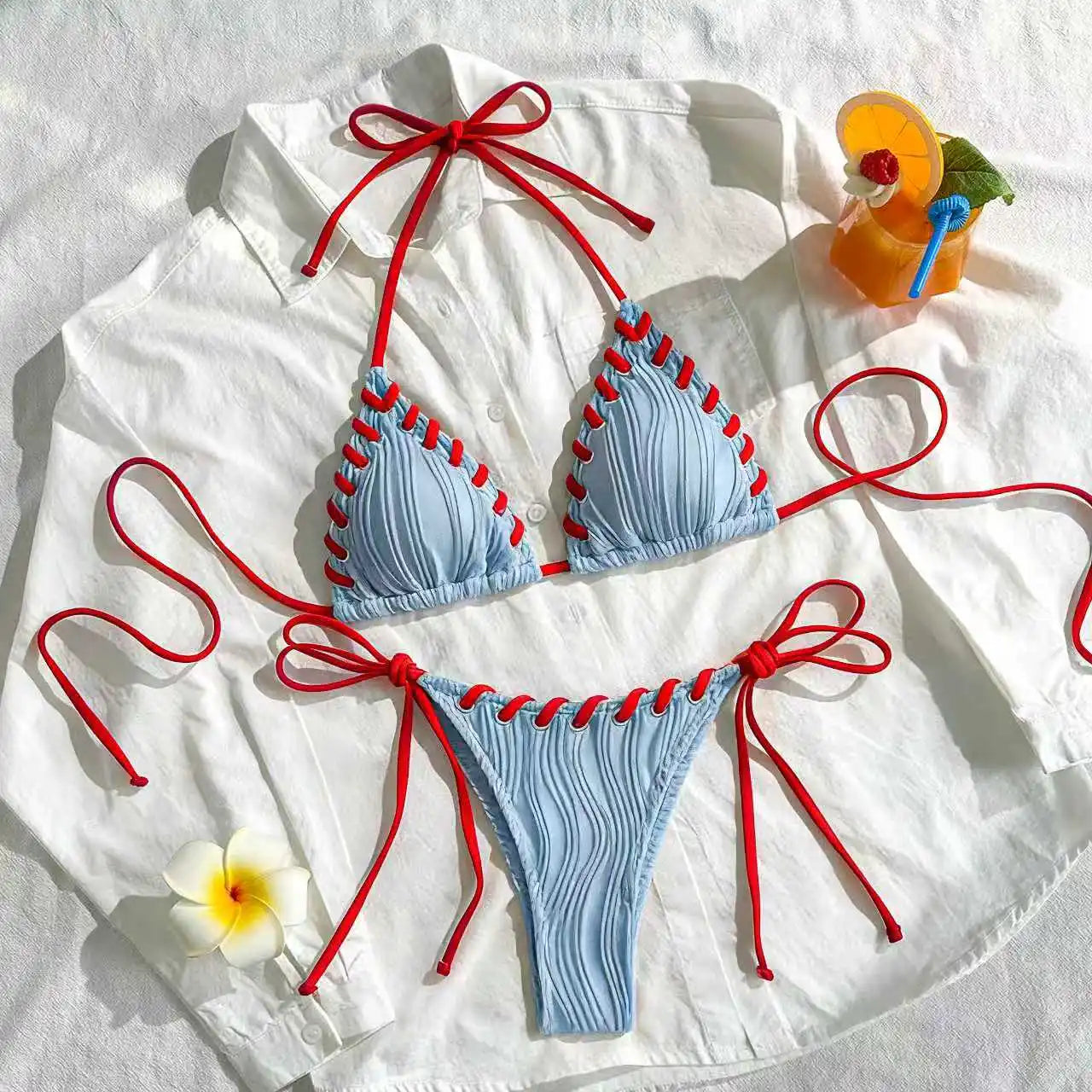 2026 Triangle String Bikinis Women Swimwear Female Sexy Swimsuit Solid Bathers Bathing Swimming Swim Suit Beachwear