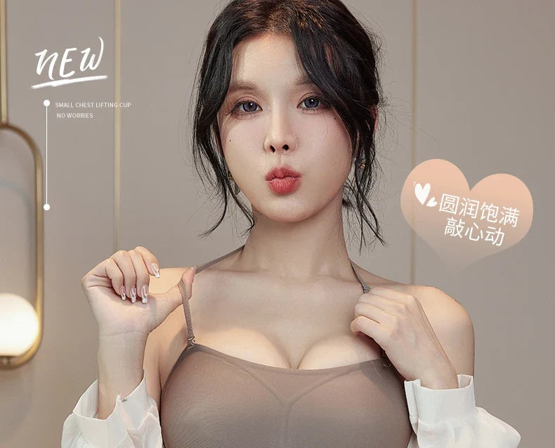Backless Bra Women Thick Padded Push Up Adhesive Sticky Invisible Bra Small Bust Strapless Convertible Bralette Beach Essential