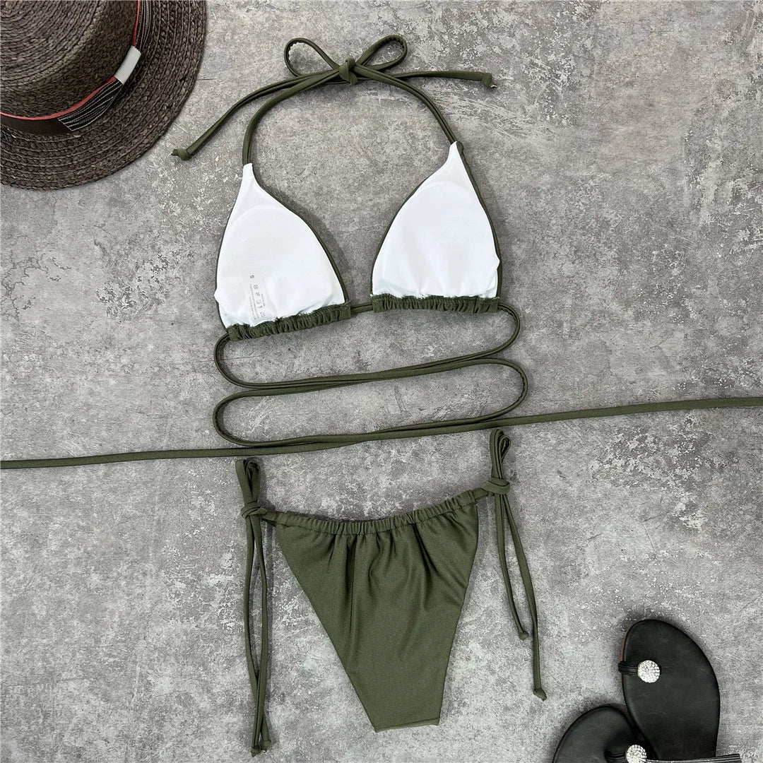 2026 New Wrap Arround Mini Bikini Female Swimwear Women Swimsuit Two-pieces Bikini Set Brazilian Bather Bathing Suit Swim V1229H