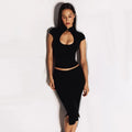 Ahagaga Fashion Women's Summer Club T-Shirt Tops Versatile Waist-cinching Chest Hollow Out Short Sleeves Y2k Sexy Female Casual