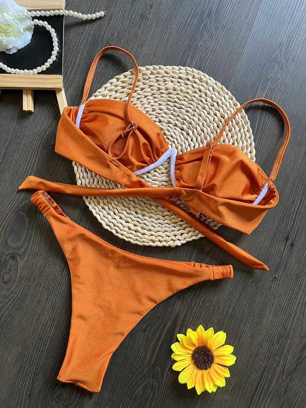 Sexy Steel bracket Solid color Bikini Set Women's Swimsuit Two-piece Triangle Swimwear Bathing Suit Brazilian Biquinis