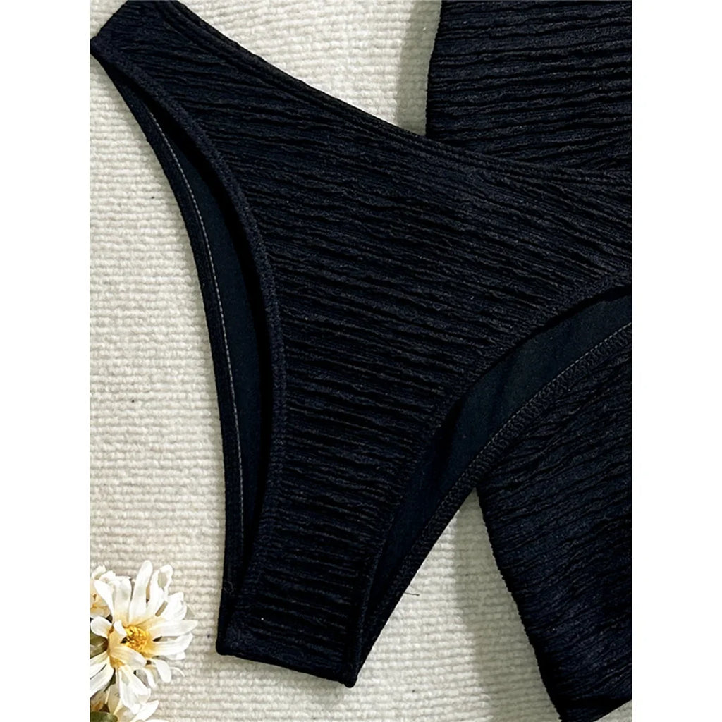 3PCS With Sarong Metal Star Halter Bikini Female Swimsuit Women Swimwear Three-Pieces Bikini Set Bather Bathing Suit Swim V7042