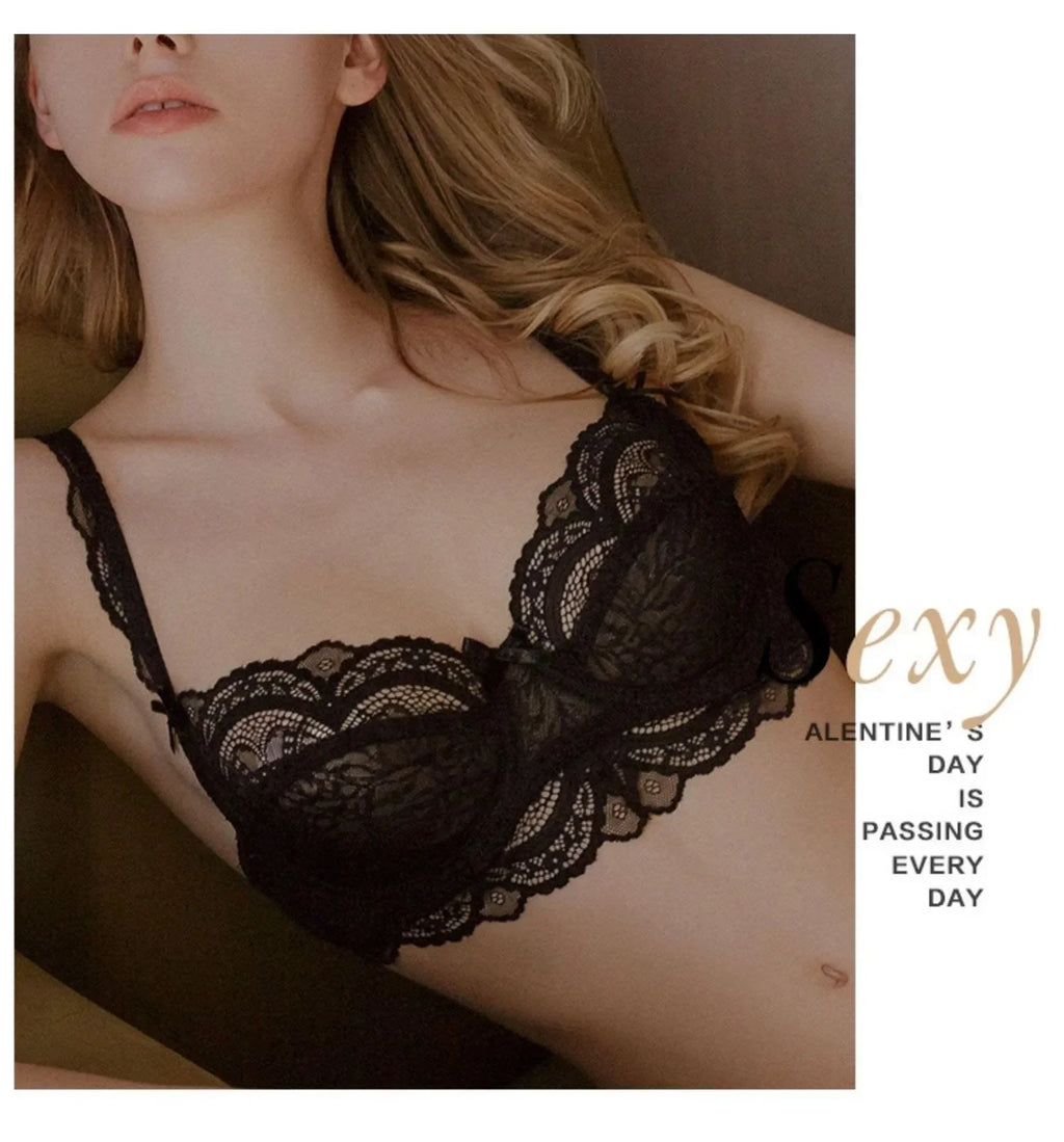 Logirlve Ultrathin Bra Transparent Brassiere Sexy Underwear Plus Size Cup Embroidery Women Lingerie Lace Bras Hollow out