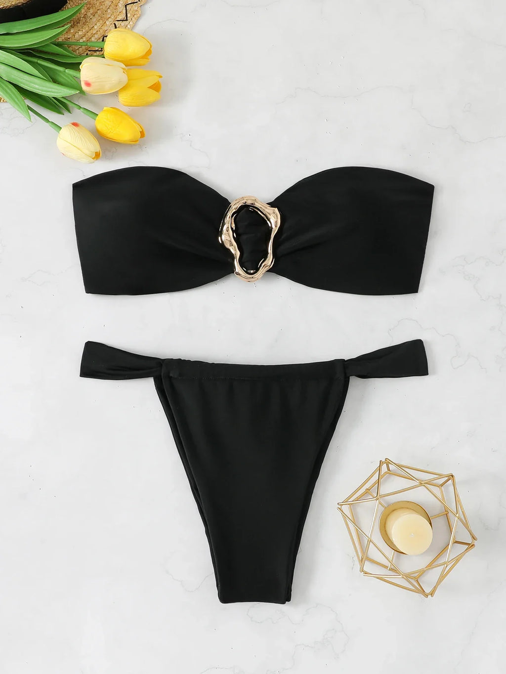 Bandeau Thong Bikinis 2026 Women Sexy Swimsuit Solid Padded Swimwear Female Bathers Bathing Swimming Swim Suit Beachwear