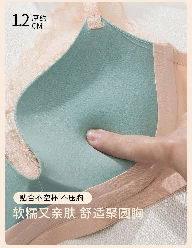 French Style Sexy Lace Underwear Set, Non-Padded Push Up Bra for Small Bust, Wirefree & Breathable, New Hot Bestseller MOYISU AB