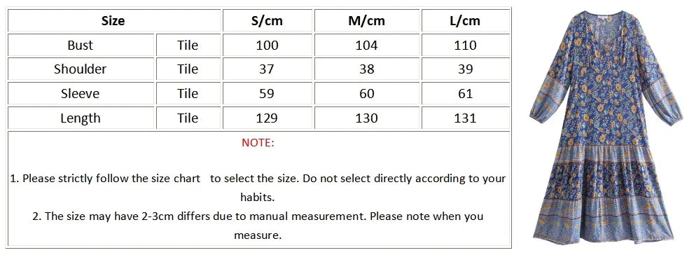 Foridol Bohemian Printed Floral Women Long Dress with Sleeve Spring Summer New in Midi Vestidos Casual Beach Boho Dress Women