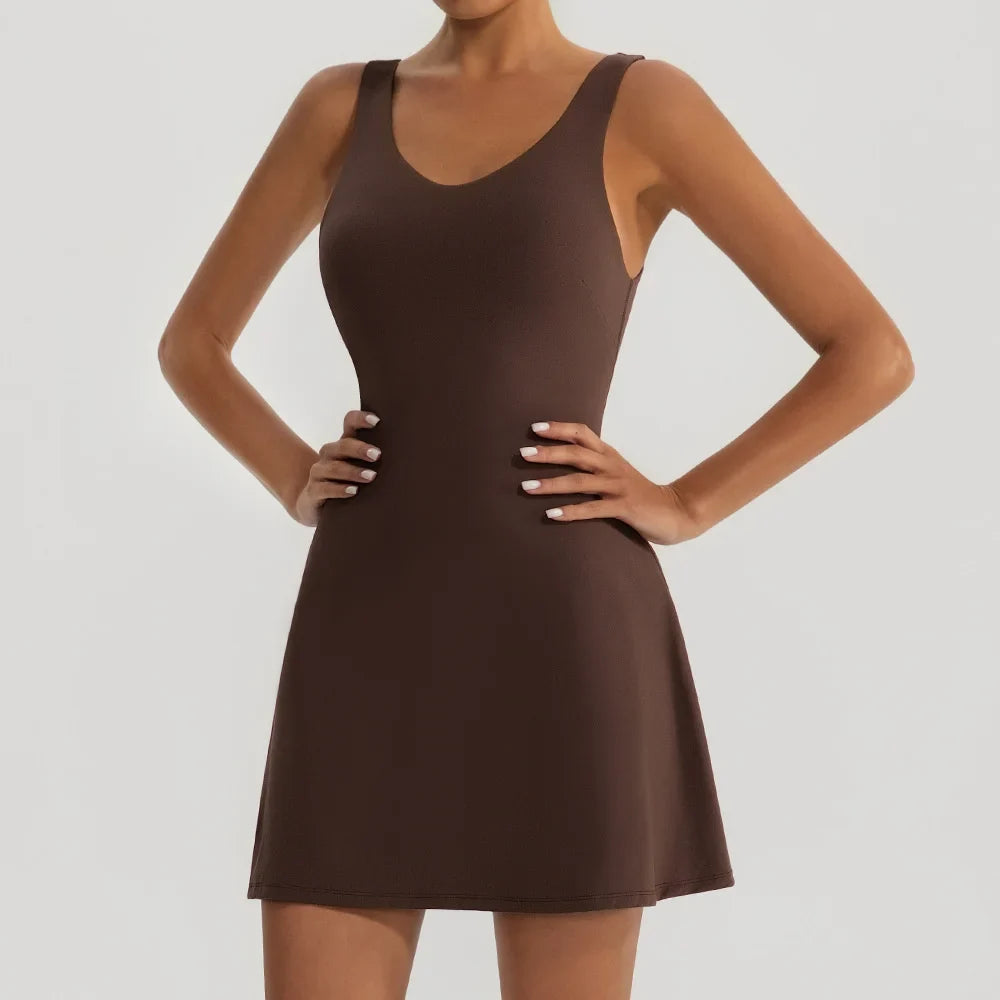 Tennis Fitness Dresses Women Fake Two Piece Sports Dress Outdoor Casual High Elasticity  Running Yoga Golf Mini Skirts
