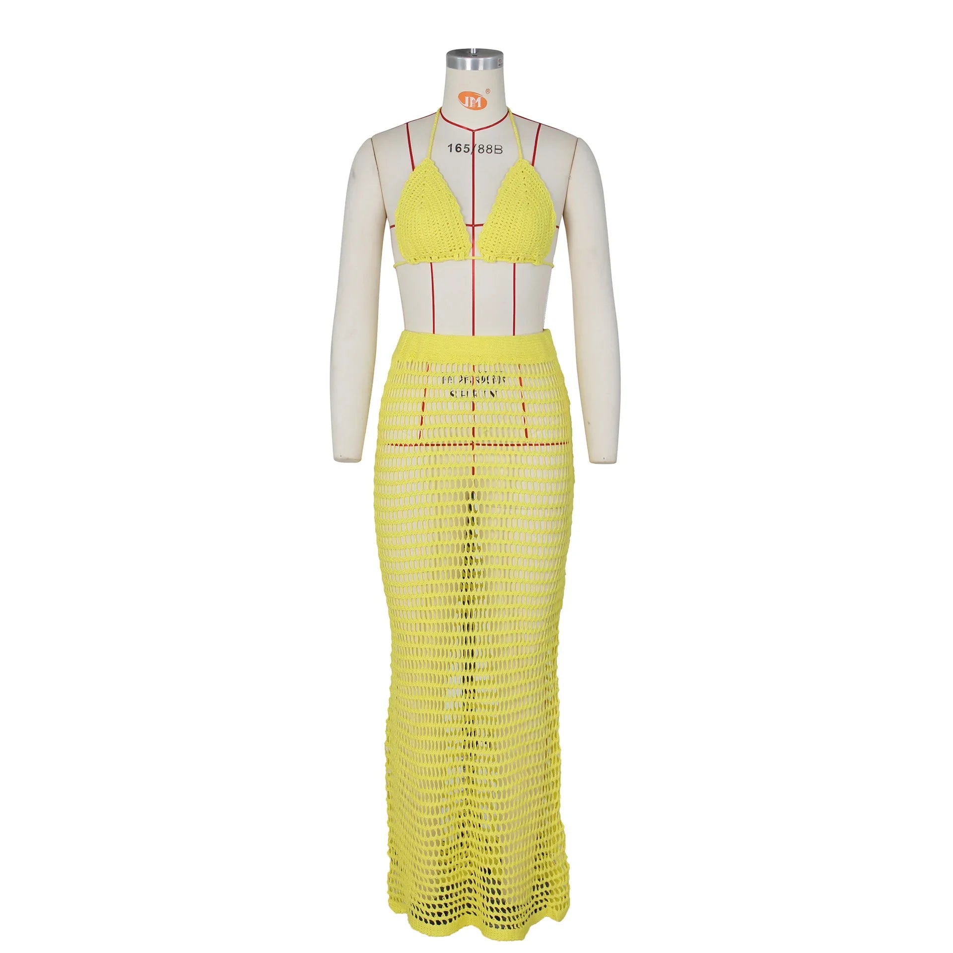 DEKA Beach Cover Up High Split Crochet Knitted Tunic Beach Dress Beach Wear Beachwear Women Long Knit Hollow Tassels Skirt Suit