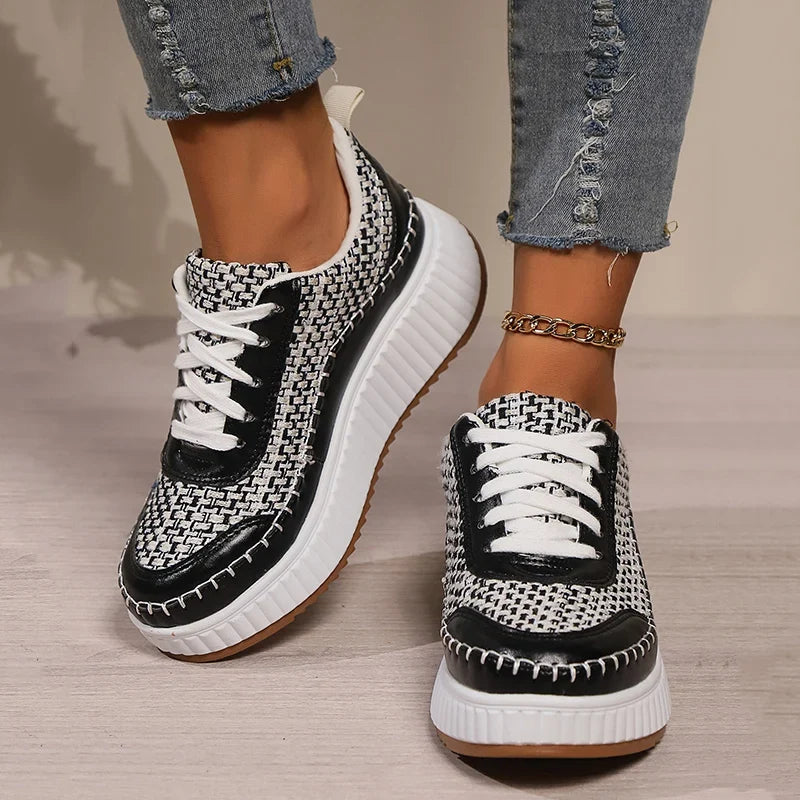 Punk Mixed Color Platform Sneakers for Women 2025 Fashion Thick Bottom Vulcanized Shoes Woman Cozy Non Slip Walking Shoes 43