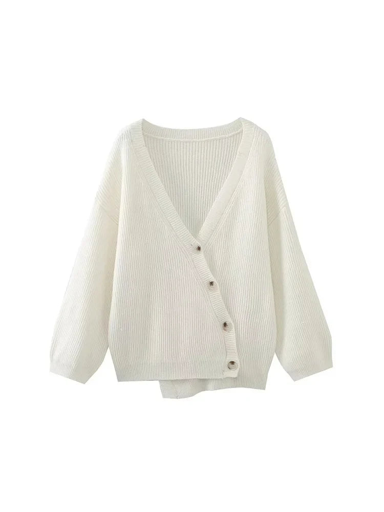 Foridol V-neck Oversize Beige Autumn Winter Women Knitted Long Sleeves Cozy Femme Casual Cardigans Sueter Mujer Loose Sweater