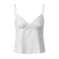 Women Solid Color Satin Cami Tops V Neck Sleeveless Floral Jacquard Pattern Summer Flowy Crop Vest