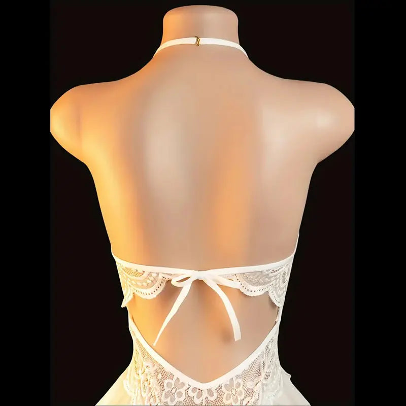 Sexy Crotchless Lingerie For Hot Adult Women White Front Buckle Bra Neck Erotic Babydoll Costume Open Night Dress Porn Underwear