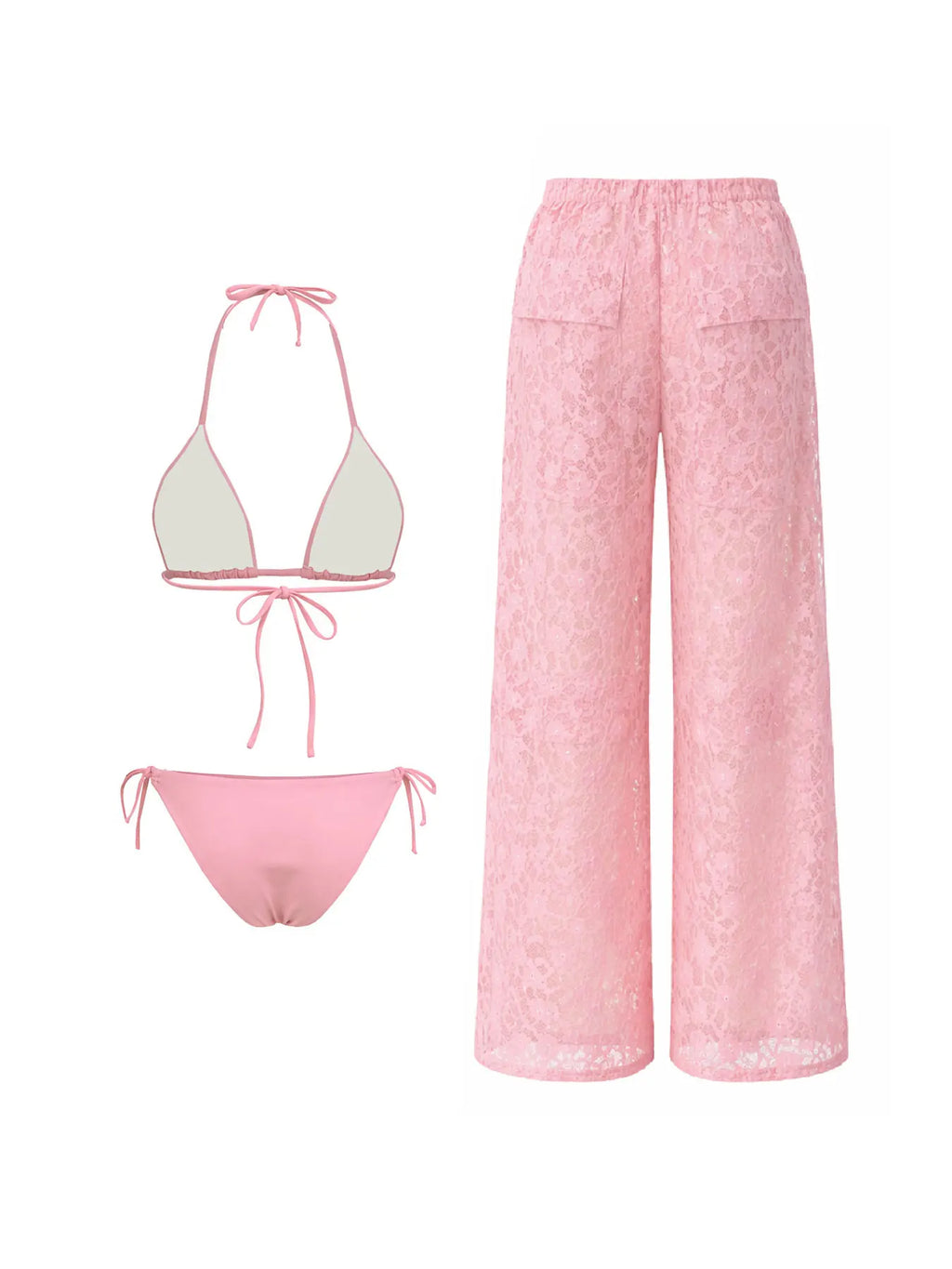 Fashion Triangle Lace Bikini With Pants Set Swimwear Women Shoulder Strap Biquini 3Pcs Set Swimsuits Briefs Sexy 2026 Trendy
