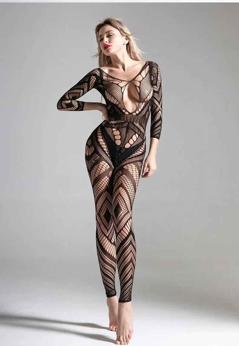 Various sexy mesh outfits, sexy lingerie jumpsuits, cutout halter bodysuits, women's bodystockings