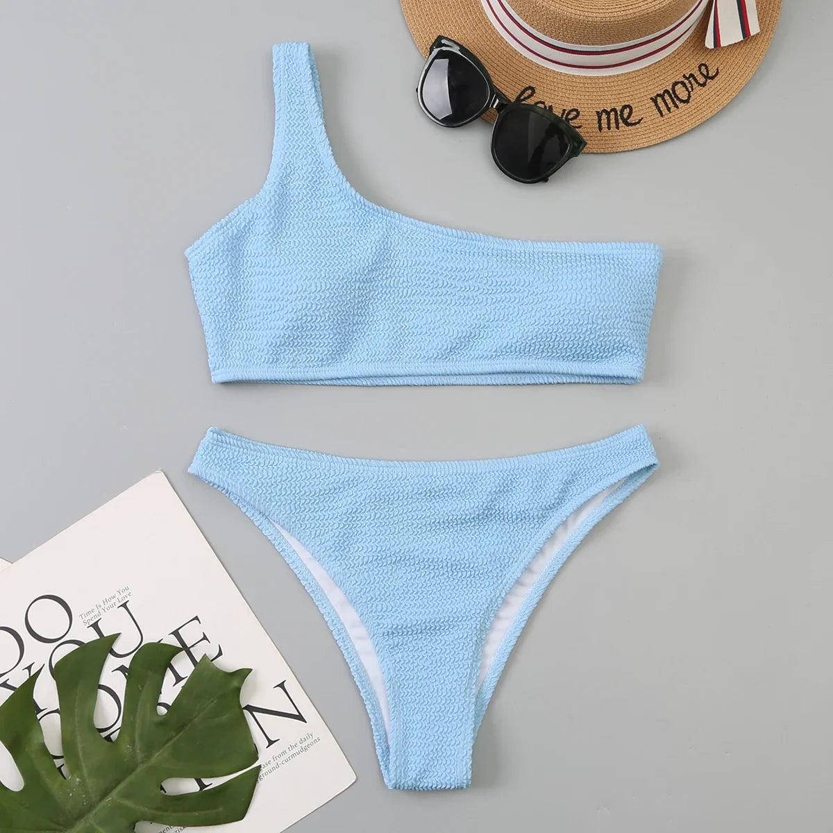 One Shoulder Bikinis 2026 Women Sexy Swimwear Female Brazilian Swimsuit Solid Beachwear Bathers Bathing Swimming Swim Suit