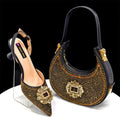 doershow Italian Shoes And Bag Sets For Evening Party With Stones Italian Leather Handbags Match Bags!  HFG1-21