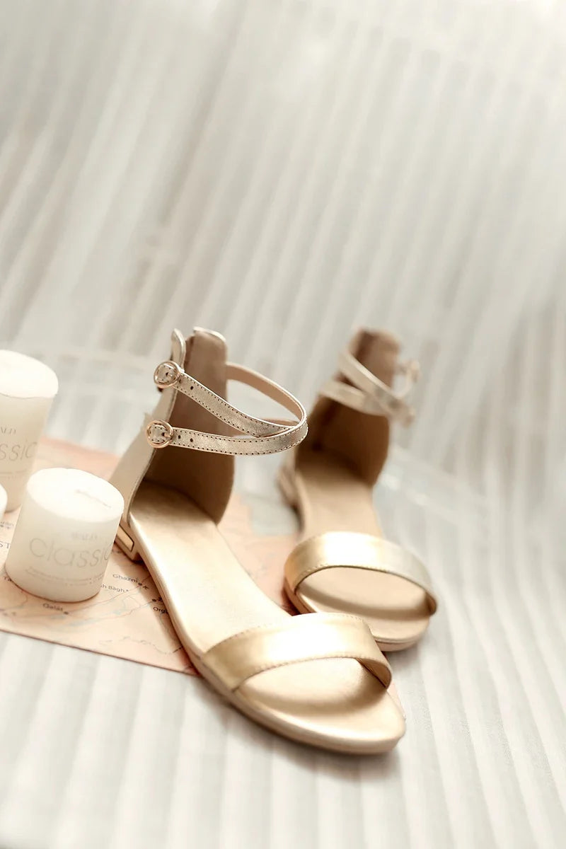 Summer Shoes Women's Sandals Big Size Genuine Leather Gold Flats Casual Beach Shoe White Gladiator Flip Flops Female Comfortable