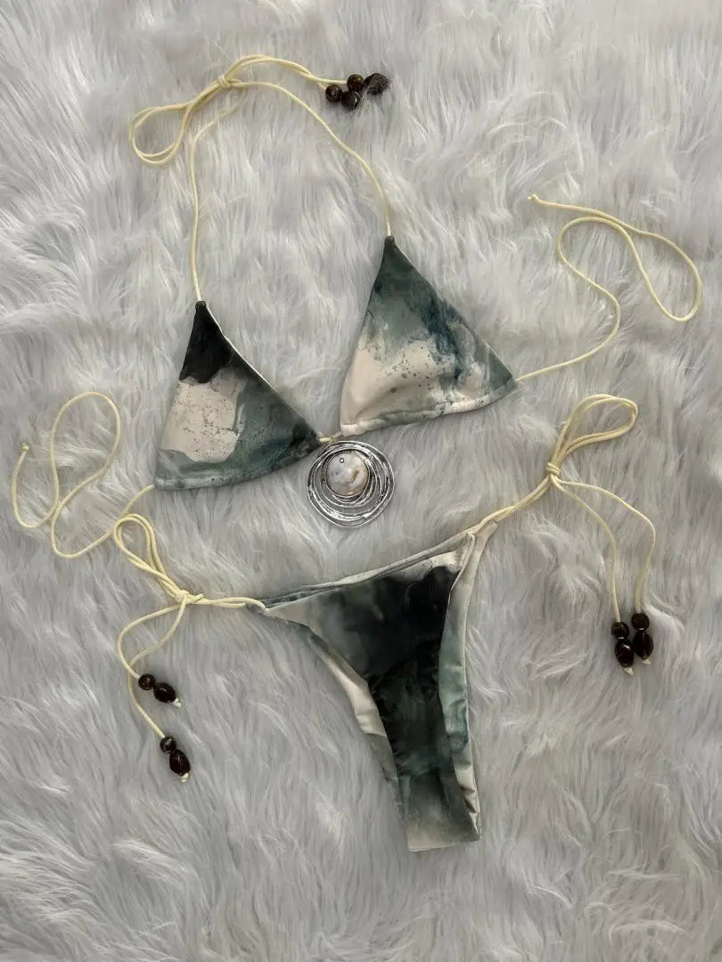 DEKA Women Tie Dye Micro Metal Bikini Set Thongs Swimwear Starfish Pendant Women's Swimsuit bikini  Brazilian Bathing Suit Beach
