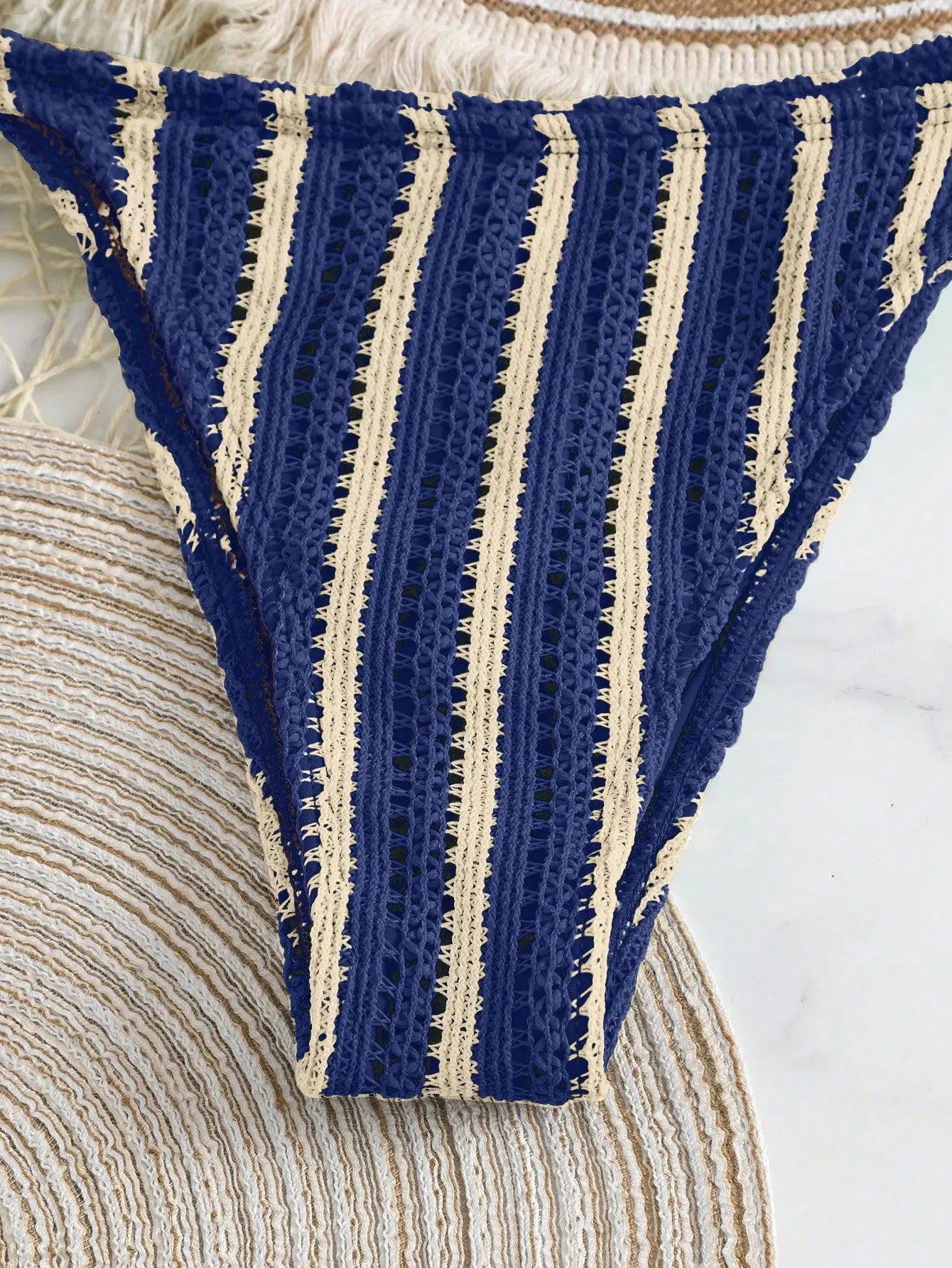 3PCS With Shorts Stripe Halter Fishnet Bikini Women Swimwear Female Swimsuit Three-pieces Bikini Set Bathing Suit Swim Beachwear