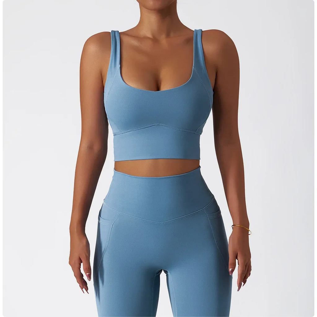 Comfort SkinFriendly Sports Bra With Chest Pad Tank Top Women Gym Fitness Running Yoga Bra Stretch Pull Up Vest Underwear Women