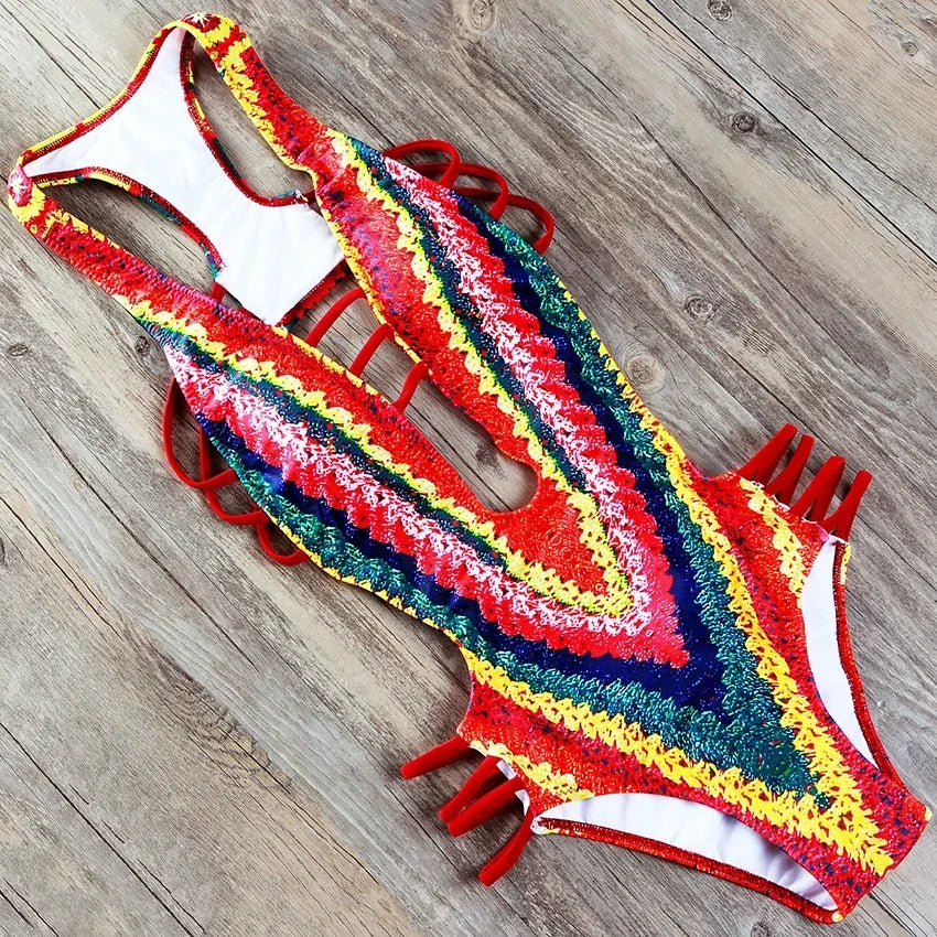 S - XXL Sexy Printed Women Swimwear One Piece Swimsuit Female High Cut Trikini Backless Monokini Bather Bathing Suit Swim Lady