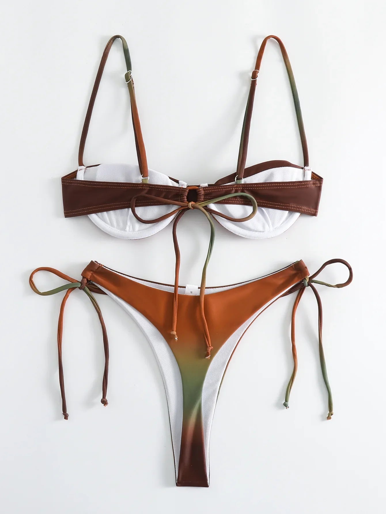 Sexy Tie Dye Print Push Up Bikinis Sets Two Pieces Side Tie Swimsuit Thong Swimwear Biquini Conjunto De Bikini Tankini Beachwear