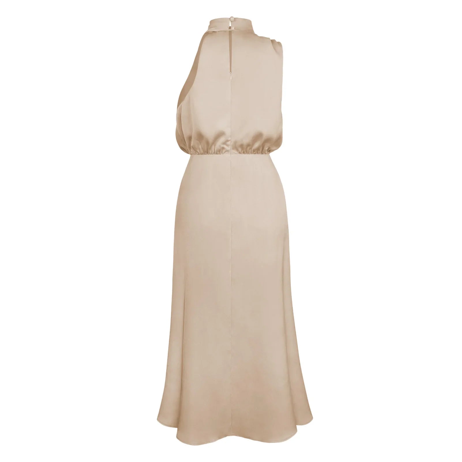 Foridol One Shoulder Turtleneck Tank Satin Women Party Dress Robe Zip Sleeveless Elegant Vintage Folds Women Clothing 2025