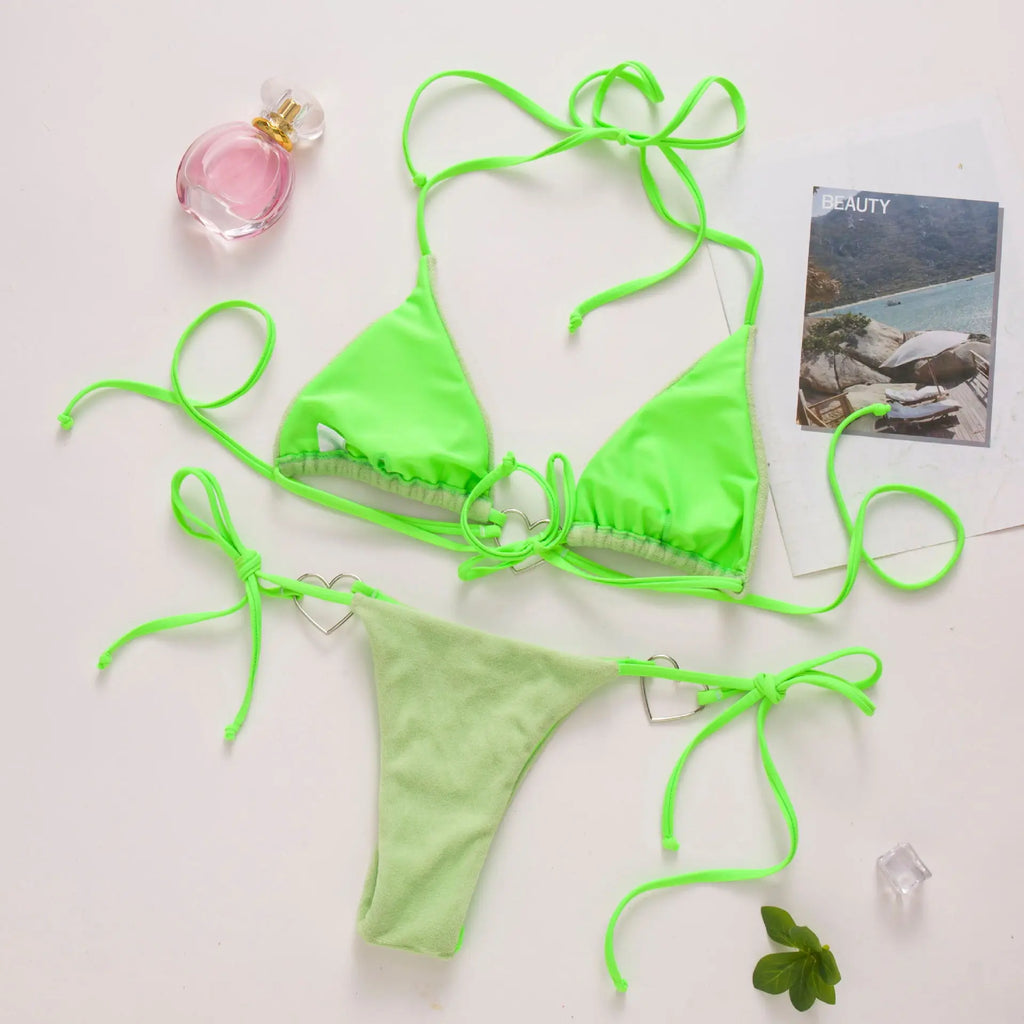 DEKA Brazilian Cross Bandage Bikini Set Women Lover Swimsuit Halter Swimwear Push Up Bikini Beachwear Sexy Bathing Suit