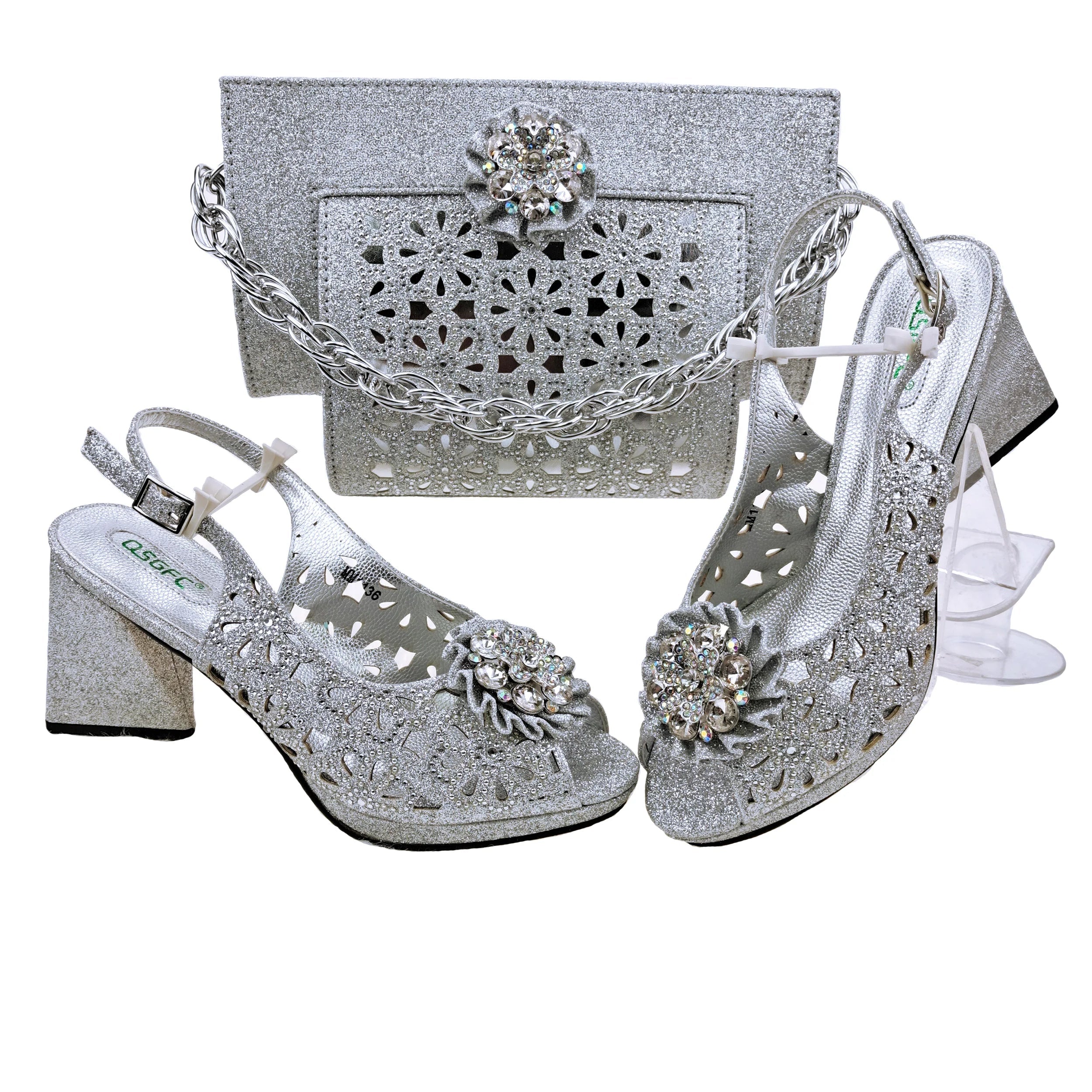 Doershow African fashion Italian Shoes And Bag Sets For Evening Party With Stones pink Italian Handbags Match Bags!  HFV-25