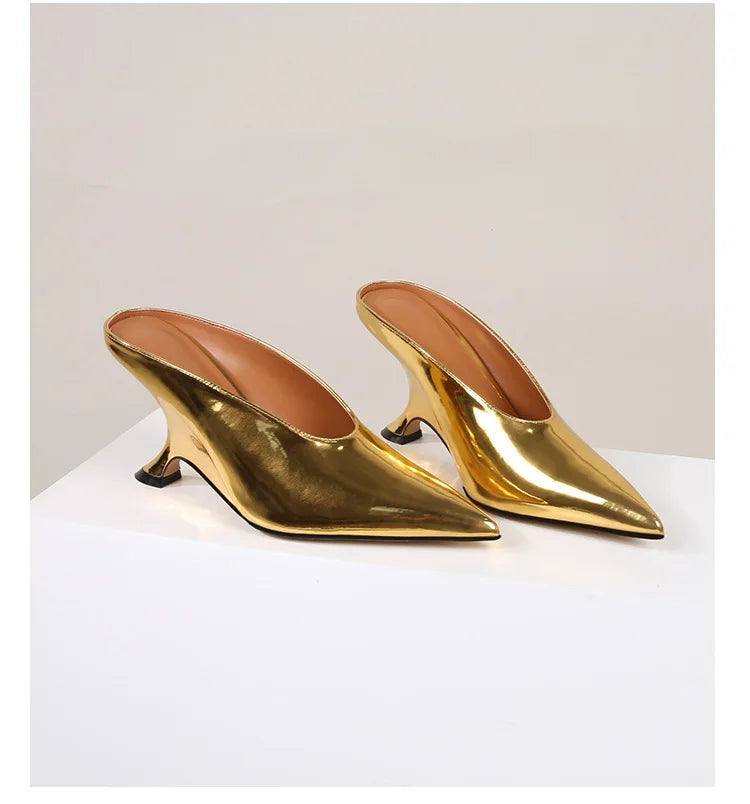 Design Fashion Platform Wedges High Heels Mule Women Slippers Concise Shallow Pointed Toe Party Dress Ladies Shoes 2026