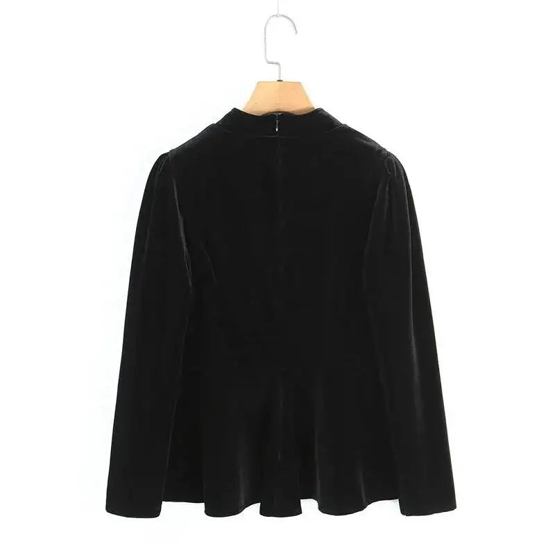 French-style Elegant Stand-up Collar Tie-waist Slim-fit Pleated Long-sleeve Shirt For Women With Waist Lace Cake Skirt QXS5