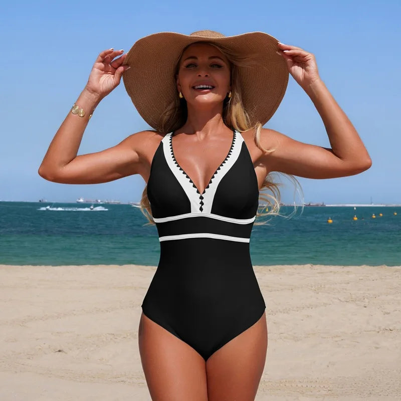 Sexy One-Piece Women Swimsuit 2026 Push Up Plus Size Swimwear Tummy Control Monokini Swimming Beach Wear Vintage Bathing Suit