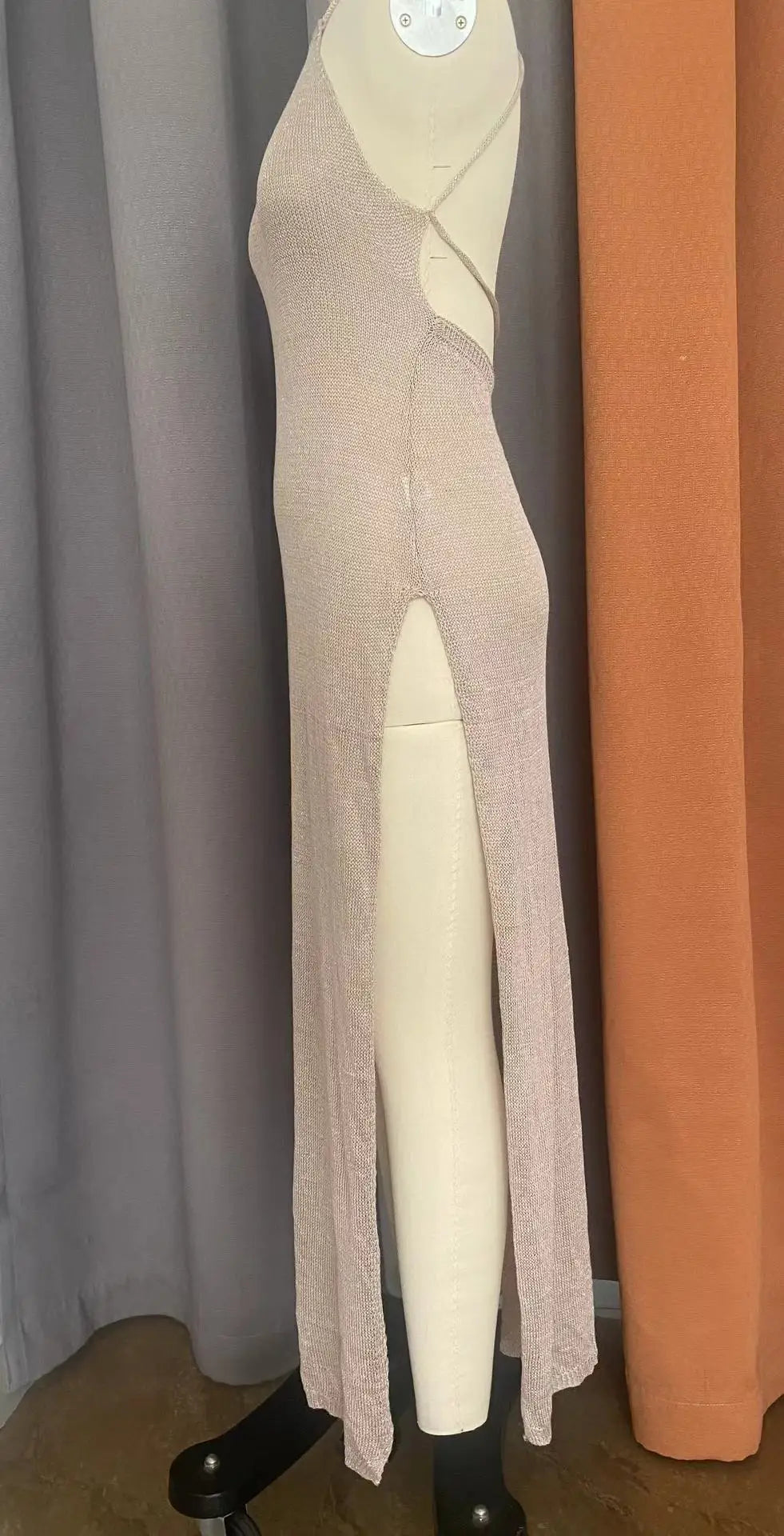 Sexy High Slit Crochet Knitted Tunic Beach Cover Up Long Dress Cover-ups Beach Dress Beach Wear Sarong Beachwear Female Women