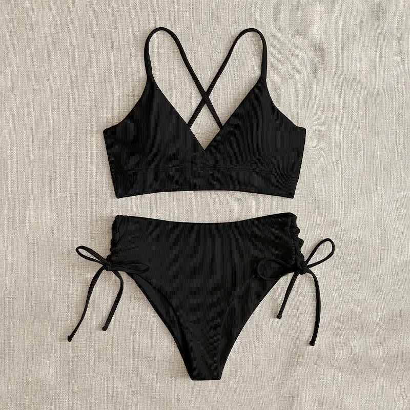 Sexy Bandage High Waist Brazilian Bikinis Sets Swimsuit Swimwear Swimming Suit for Women 2023 New Bikini Mujer Biquinis