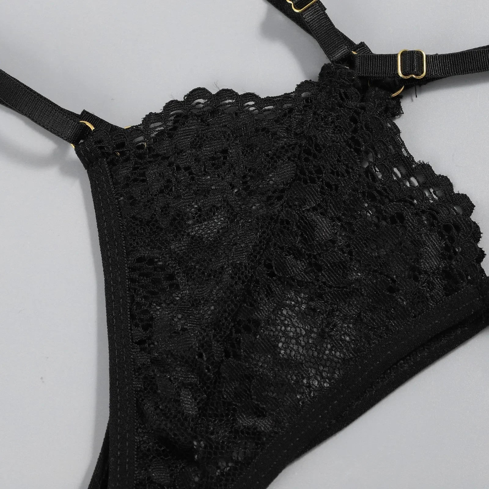 3PCS Lace See Through Bra Set Women Sexy Lingerie Underwear Halter Tops Bra and Panties Garter Intimate Sex Costumes