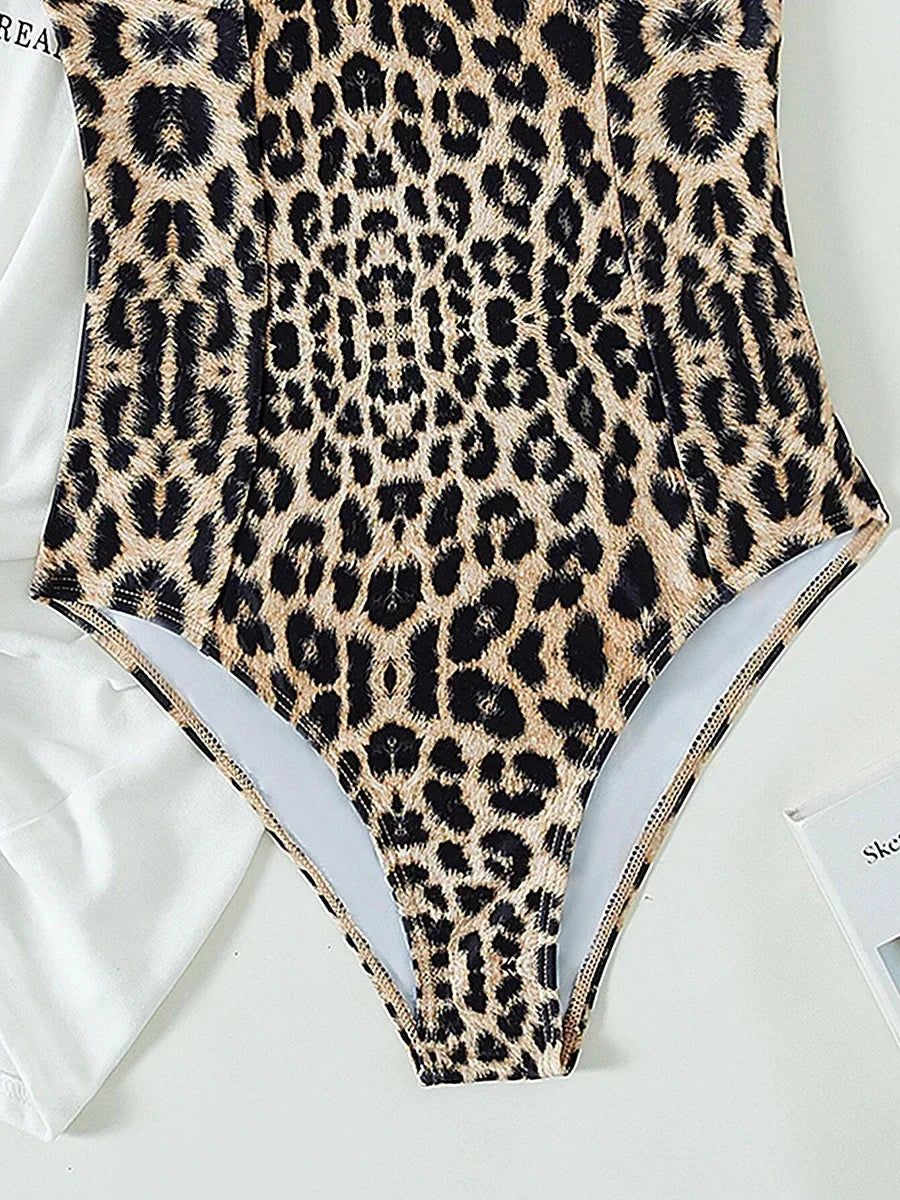 Leopard Underwired Bra Cup Women Swimwear One Piece Swimsuit Female High Cut Monokini Bather Push Up Bathing Suit Swim Bodysuit