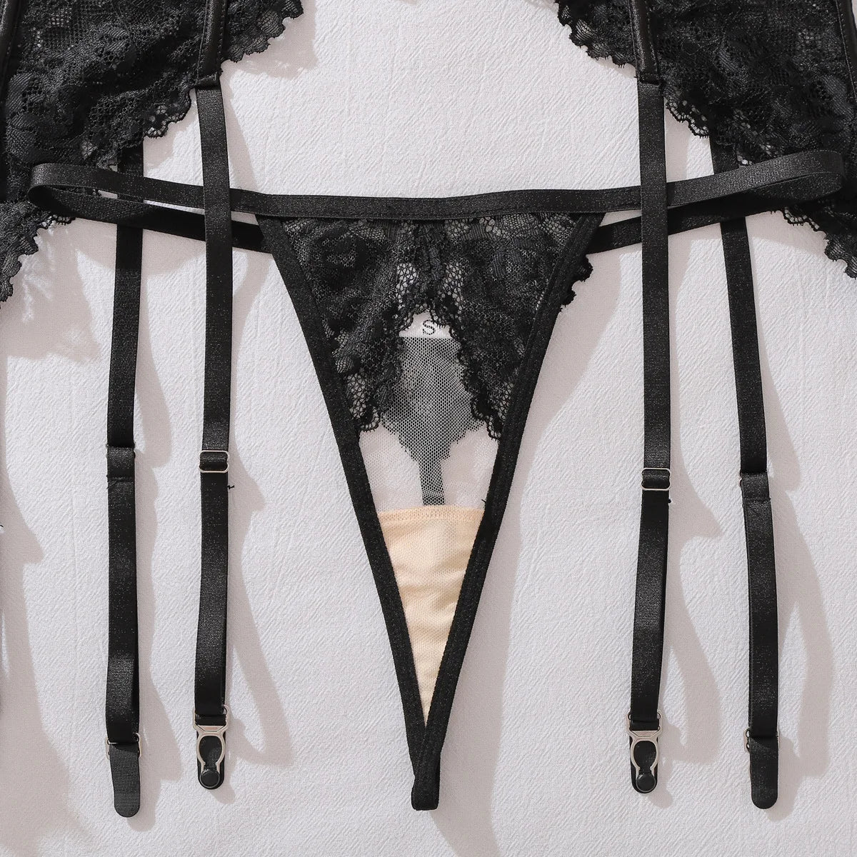 Lace see-through body shaping sexy three-point bra split three-piece set