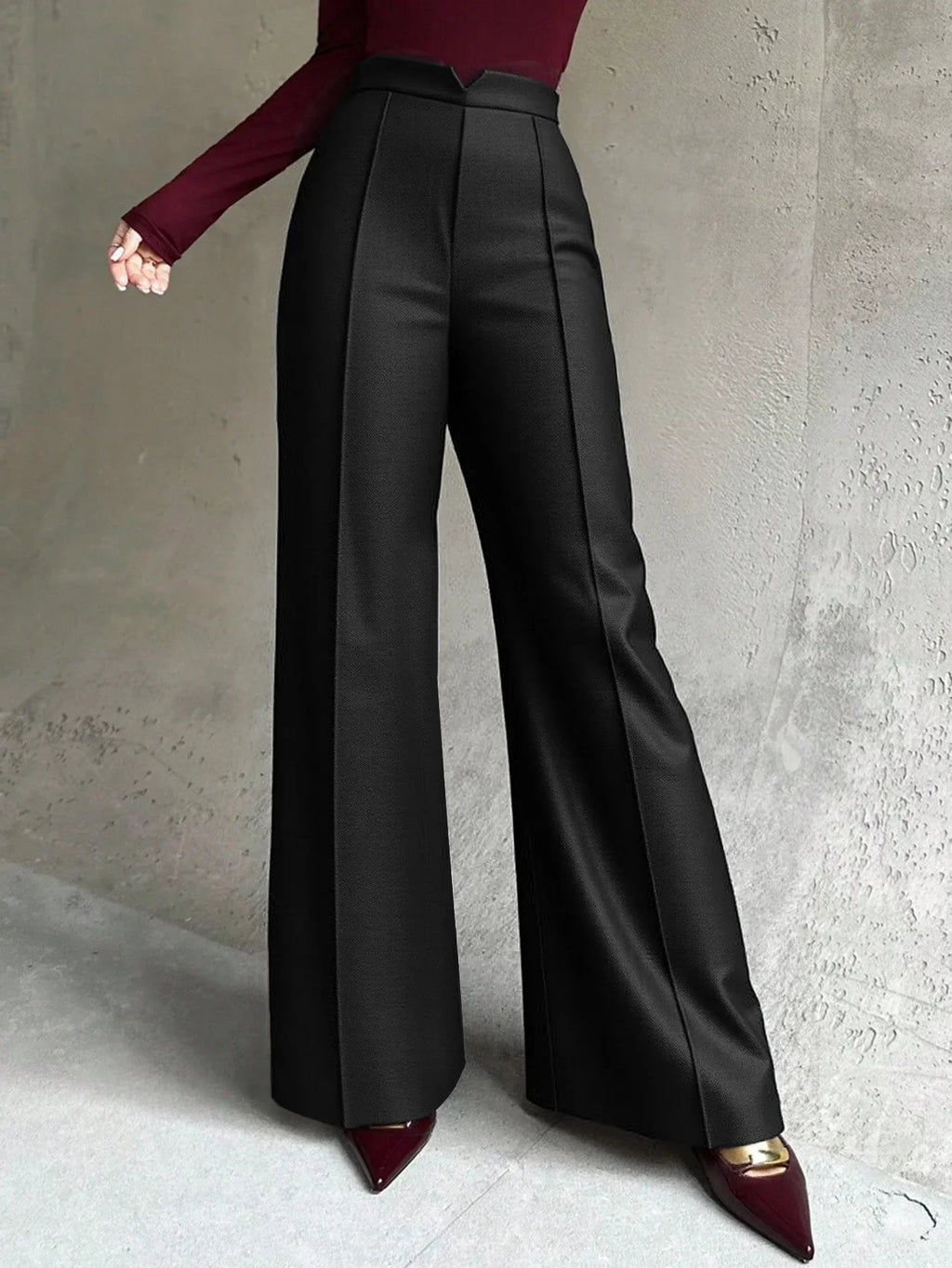 Women's Black High-Waisted Suit Pants Draped Slim-Fit Versatile Workwear for Lady Spring Autumn High-Waisted Straight-Leg Pants