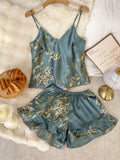 Women's Sleeveless Pajamas V-Neck Camisole Shorts Sexy Sleepwear Set Cherry Print Lounge Wear 2 Piece Nightwear for Women