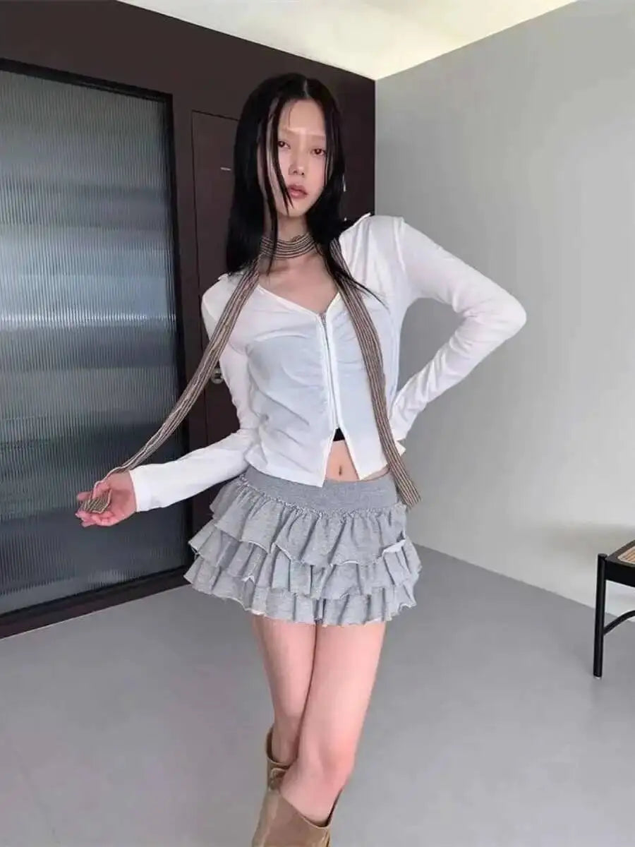 Sweet And Spicy Ballet F-length Skirt With Elastic Waist And Lace Hem Flared Cake-aped Ort Skirt For Young Women 8PO5
