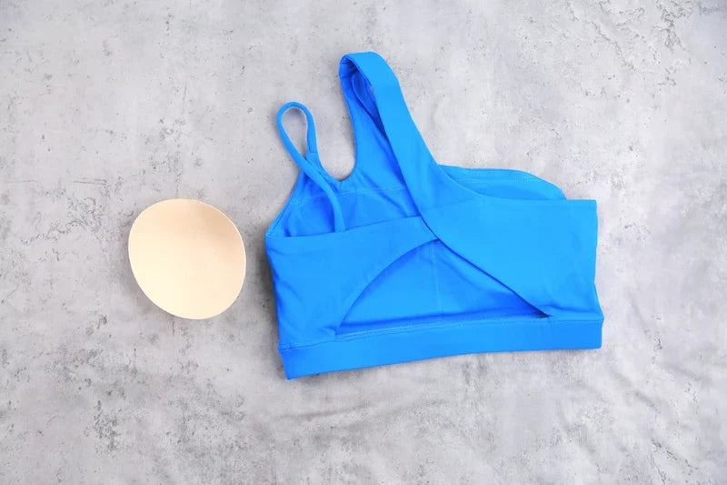 DIA FIT JOY Yoga Sports Bra Single Shoulder Irregular Strap Naked feel Sensation Beautiful Back Design Comfortable Breathable