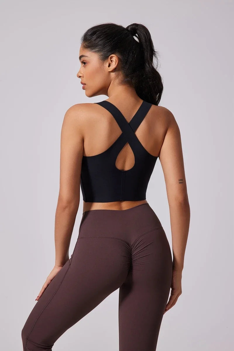 DIAS FIT JOY Wide shoulder strap cross sports vest comfortable shockproof yoga bra fixed chest pad beautiful back fitness Gym
