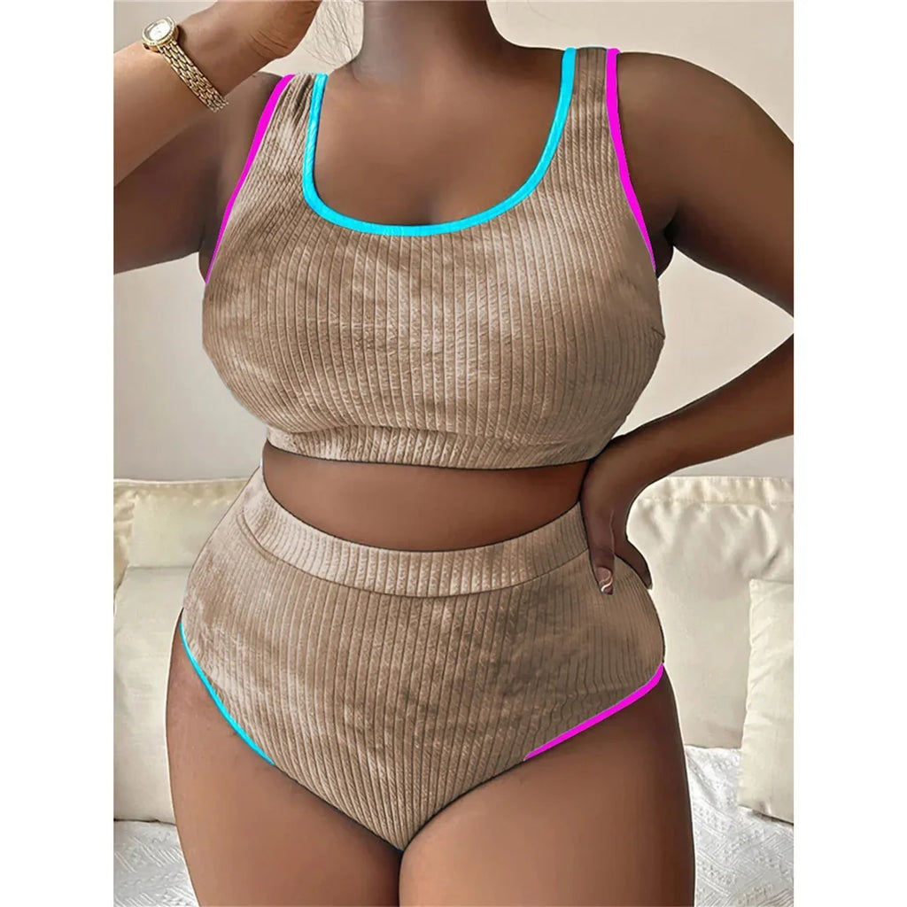 0XL - 4XL New Tie Dye Bikini Large Size Swimwear Plus Size Women Swimsuit Female Two-pieces Bikini set Bather Bathing Suit V5948