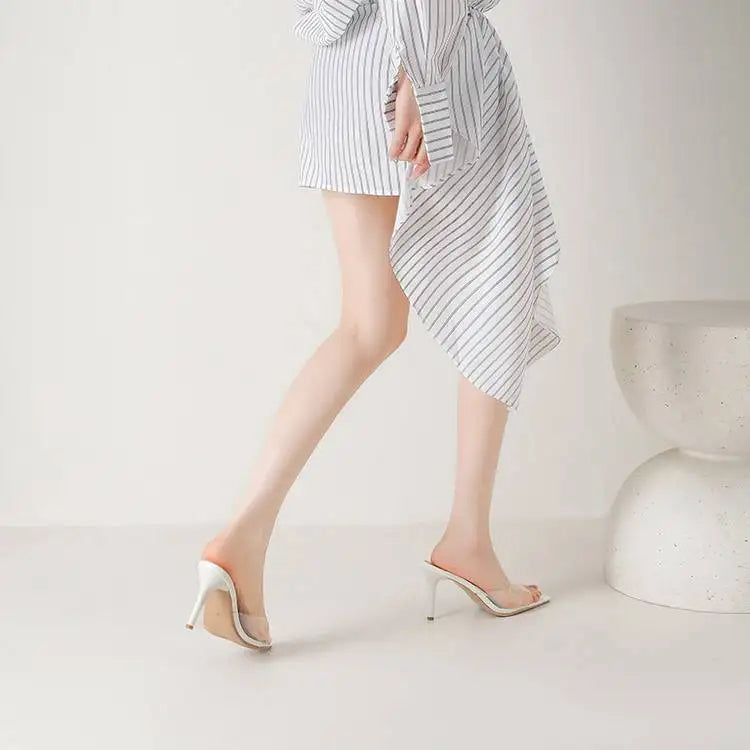 Spring and Summer New Style Fashion High Heels Women's Slippers Pointed Tip Concise Sexy Party Women's Shoes High 8cm Size 35-43