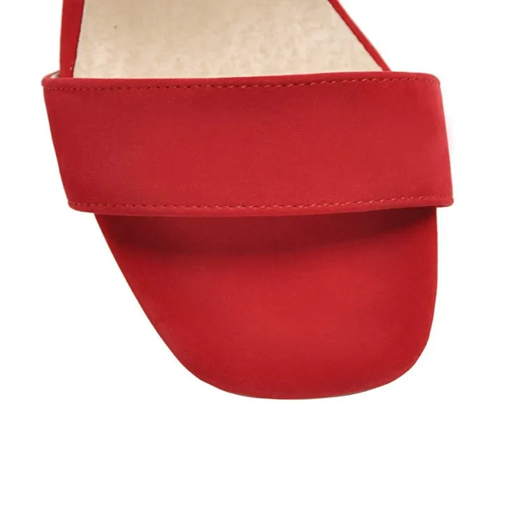 Women Sandals New Summer Fashion Sandals Medium High Heels Outdoor Elegant Wedding Shoes Bridal Plus Size Buckle Strap Sandals