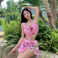 Swimsuit split skirt conservative small breast push up vacation swimsuit hot spring date romantic bikini