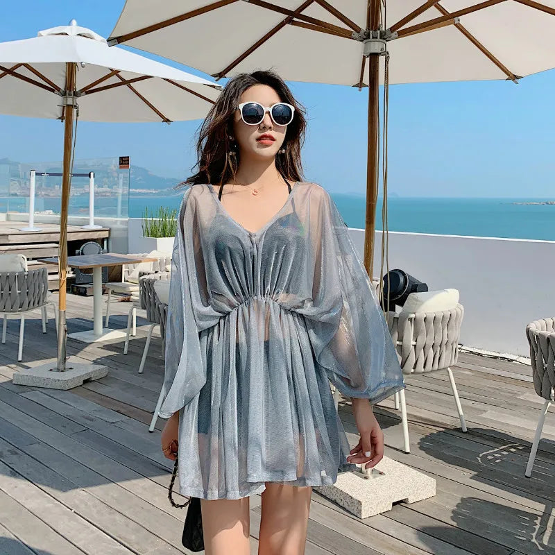 New women's swimsuit split bikini three-piece boxer long-sleeved spa swimsuit